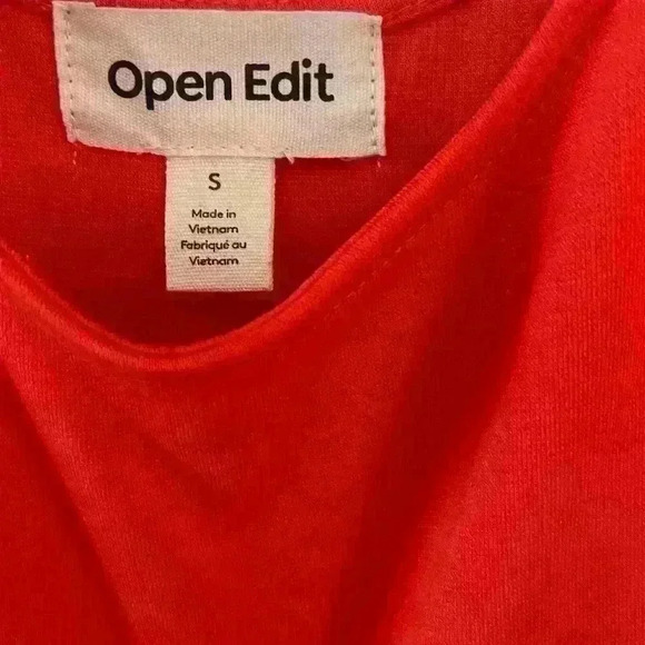 Nordstrom Open Edit Scoop Neck Orange Bodycon Midi Tank Dress Women's Small NWT - Picture 7 of 7